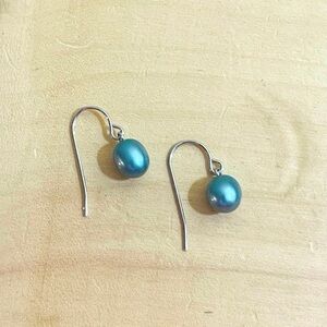 Earrings Pearl Sterling Silver  HONORA Blue Hook Cultured Freshwater Classic